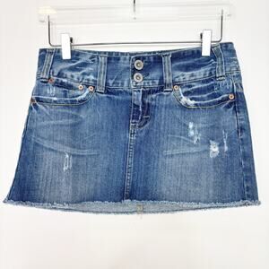 Vintage Y2K 2000's American Eagle Women's Denim Blue Jean Mini Skirt 2